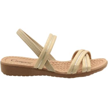 Imagem de Sandália Salto Baixo Campesí Tiras Cruzadas Brilho Feminino