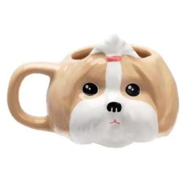 Imagem de Caneca 3D Shih-Tzu Cerâmica 300ml Broglio, BEGE