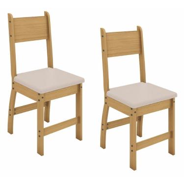 Imagem de Kit De 2 Cadeiras Milano Com Tecido Em Material Sintetico Freijo Uv/savana