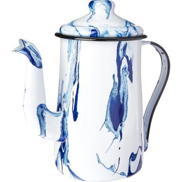 Imagem de Bule para Café Tradicional 14 Esmaltado Marmorizado Azul - 1500 ml - Ewel