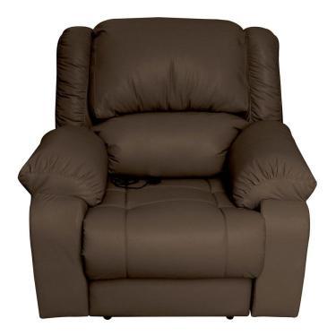 Imagem de Poltrona do Papai Reclinável Elétrica com Massagem Magnum PU Sintético Marrom Fosco - Gran Belo