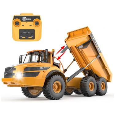 Imagem de Caminhão Basculante de Controle Remoto Volvo A40G Escala 1:20, Articulado, Brinquedo de Construção, Veículo de Controle Remoto, DOUBLE E