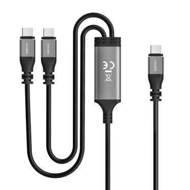 Imagem de Cabo USB C 2 em 1, cabo USB C para USB-C duplo, adaptador divisor tipo C de carregamento rápido 100W Max PD compatível com iPhone 16/15 Series, MacBook Air/Pro, iPad Air/Pro e mais