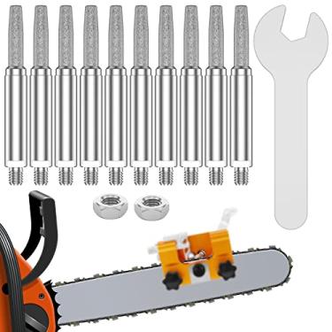 Imagem de RWWPJLLWHR 10 peças de motosserra de motosserra de carboneto de tungstênio diamante afiador de motosserra de alta dureza, kit de afiação de motosserra para motosserra de 20 a 55 cm, joias de madeira