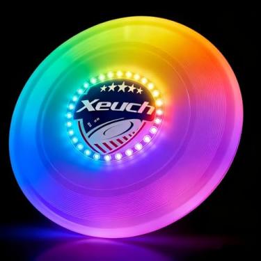 Imagem de Xeuch Disco voador, 32 LEDs RGB que acendem Frisbee com 16 modos de luz e 4 de brilho, 6 horas de jogo, temporizador e sensor integrados, Frisbee LED de 175 g, presente para