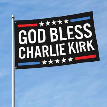 Imagem de Bandeira God Bless Charlie Kirk 9,5 cm x 1,5 m, bandeira de jardim, bandeira de quintal com 2 ilhós, placa de tapeçaria