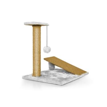 Imagem de Arranhador Gato Poste com Rampa Mola Maluca com Brinquedo Exclusivo (Branco)
