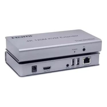 Imagem de Extensor HDMI KVM 4K, Transmissor e Receptor IP, Alcance 120m, Com Adaptadores de Energia e Cabos IR