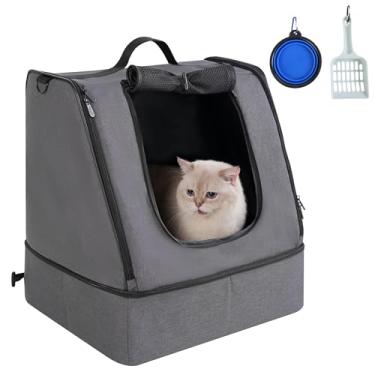 Imagem de apollo walker Caixa de areia portátil para viagem para gatos com bolsa impermeável com zíper, sem colapso com base rígida na parte inferior, sem vazamento, sem cheiro, fácil de transportar, fácil de
