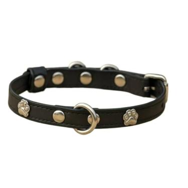 Imagem de Coleira Cachorro Couro Legítimo Rosa Filhote Delicada Passear Moda Fina Ajustável Confortável Moda(Preto,PP)