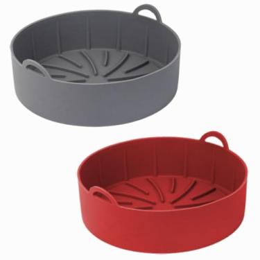 Imagem de KIT 1/2 Forma de Silicone para Air Fryer Forno Redonda Assadeira Flexível Anti Sujeira Antiaderente(Misto - 2 Unidades,19x19cm)