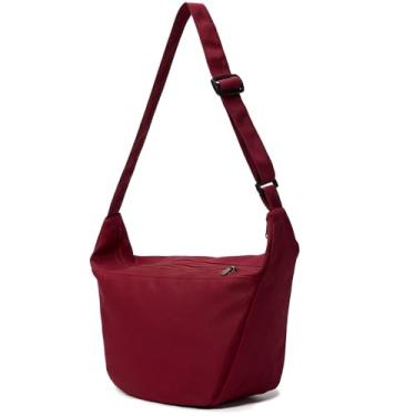 Imagem de yorbschoe Bolsa transversal de lona grande Hobo Crescent Bolsas femininas masculinas modernas bolsa de ombro bolinho casual alça ajustável, Vermelho