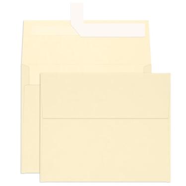Imagem de Pacote com 100 envelopes A2 marfim, envelopes de convite imprimíveis Goefun 120 g/m2, autoselo em creme para cartões de felicitações, fotos, convites, casamentos, formatura, chá de bebê