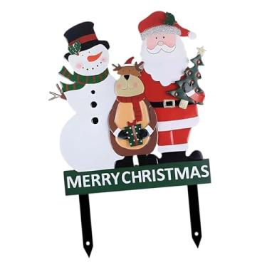 Imagem de Generic Placa de Natal para quintal, decoração de Natal, enfeite de rena, Papai Noel, boneco de neve, placa de jardim para, caminho, gramado de pátio