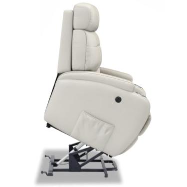 Imagem de Poltrona do Papai Reclinável Elétrica Bivolt Lift com Sistema de Elevação e Massagem em Couro Bovino - Modelo Florença Damie (Off White)