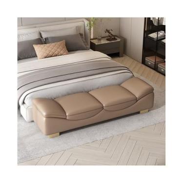 Imagem de ZzleoyuUUs-12 Banco de entrada, quarto, cama, banco, luz de luxo, entrada para sofá, sala de estar, espreguiçadeira pequena (marrom, grande)