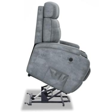 Imagem de Poltrona do Papai Reclinável Elétrica Bivolt Lift com Sistema de Elevação e Massagem em Tecido Suede - Modelo Florença Damie (Cinza)