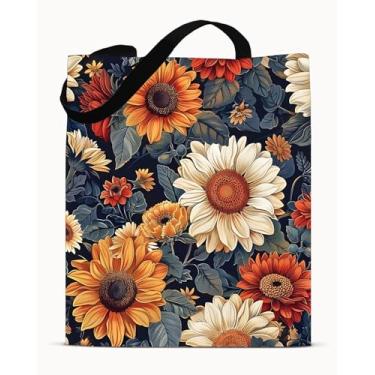 Imagem de Sacola vintage de girassóis de arte estética - Bolsa de lona com cordão de ombro para mulheres