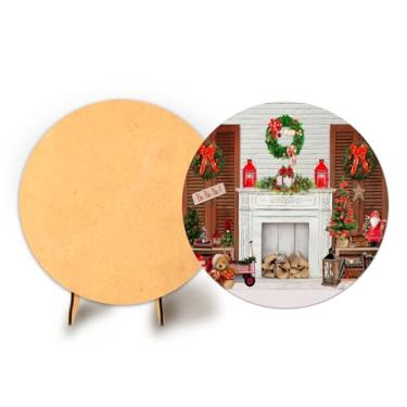 Imagem de Painel Redondo C Elastico 50cm Natal + Suporte MDF (NAT020)