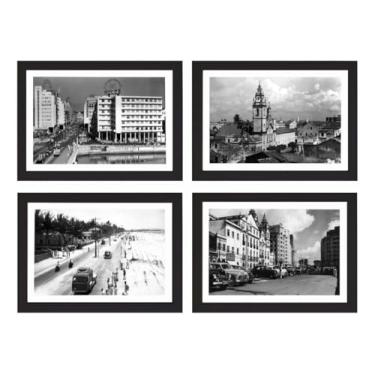 Imagem de Kit 4 Quadros Recife Pernambuco Retrô Sport Naútico Santa Cruz Cidade
