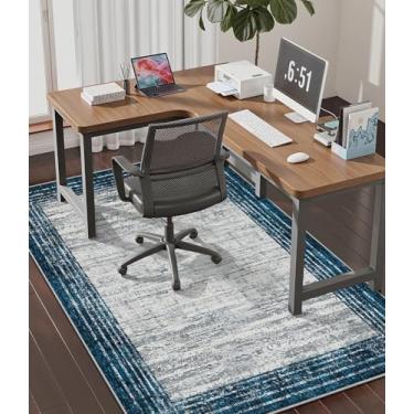 Imagem de chakme Tapete de cadeira de escritório para piso de madeira, 152 x 114 cm, protetor de mesa de computador fácil de deslizar para cadeira de rodinhas embaixo da mesa, suporte antiderrapante, lavar à