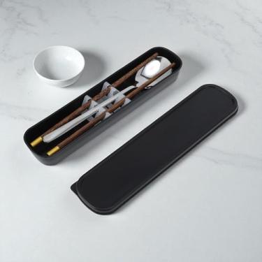 Imagem de Generic 1 conjunto de talheres para lava-louças, colher de prata, pauzinhos de ponta dourada, conjunto de 2 peças com caixa de aço inoxidável, madeira, PP, tom dourado, prateado 23,7 x 6 cm