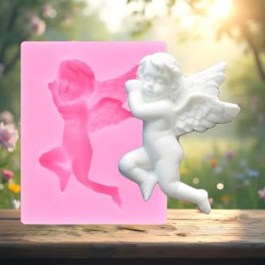 Imagem de Angel Baby Moldes de silicone para fondant para chá de bebê, decoração de bolos, topo de cupcake, pasta de goma de chocolate, argila de polímero