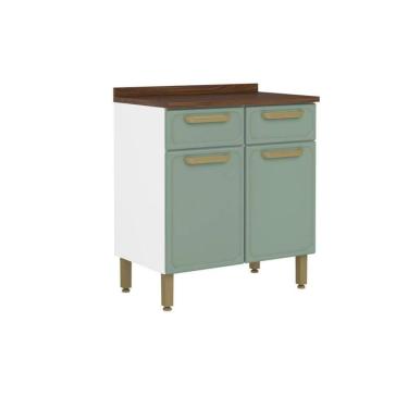 Imagem de Gabinete De Cozinha Modulado C- Tampo Bella C- 2 Portas E 2 Gavetas 80cm Verde - Bertolini