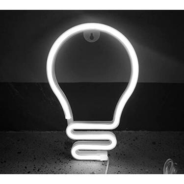 Imagem de YUANHUYUOU Lâmpada de neon, luz decorativa neon LED, luz decorativa em forma de sinal, carregamento USB e decoração interna de bateria (branca)