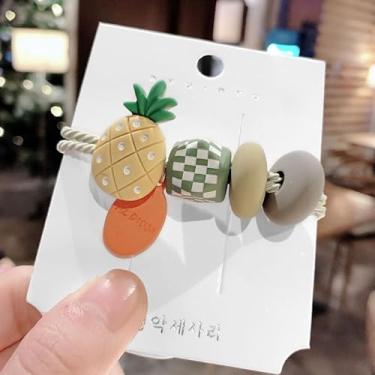 Imagem de Laços de cabelo grossos sem costura para cabelos cacheados e longos - Elásticos de cabelo para mulheres, homens e meninas, suportes de rabo de cavalo grandes, updos e tranças (abacaxi)