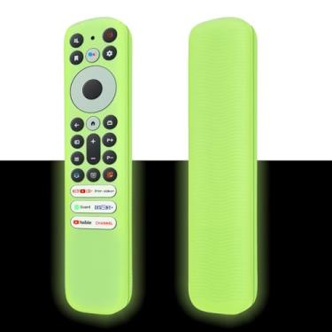 Imagem de RETROSUN Capa para controle remoto TCL RC902V/RC813/RC923 Voice Remote, capa de silicone compatível com TCL Google - TV Q6 Q7 QM8 S4 S3 Series Remote Control, brilha em verde escuro