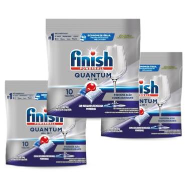 Imagem de Finish Powerball Quantum Detergente para Lava-Louças Ultimate Pack com 3 Unidades de 10 Tabletes Cada Embalagem Especial