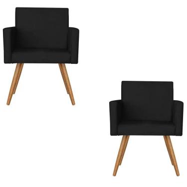 Imagem de Kit 2 Poltronas Nina Sala De Estar Luxo Suede Preto