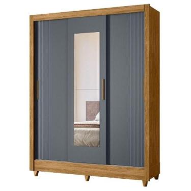 Imagem de Guarda Roupa Casal 3p Espelho 164 Cm Bolivia Freijo Cinza Moval - MOVA