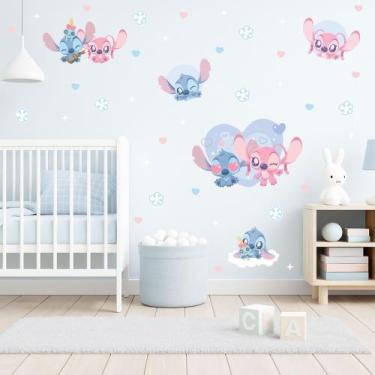 Imagem de Adesivo De Parede Stitch Angel Cute Baby Nuvem Decoração Estrelas Cora