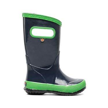 Imagem de BOGS Bota de chuva unissex infantil de borracha impermeável para meninos e meninas, Azul marinho/verde, 21