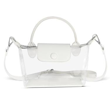 Imagem de Corsiampoo Bolsa transparente para eventos de estádio, bolsas transversais pequenas para mulheres, bolsas de mão de PVC para shows, eventos esportivos, Branco creme, 7.3 inches, Bolsa transparente