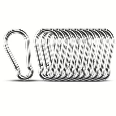 Imagem de 10 ganchos de pressão resistentes, clipes de mola antiferrugem para casa e chaves ganchos de segurança portáteis