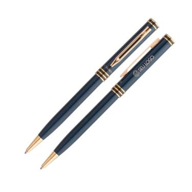 Imagem de Caneta Crown Personalizada Esferográfica Veneto Gravação Nome Logo Oferta Original (Azul)