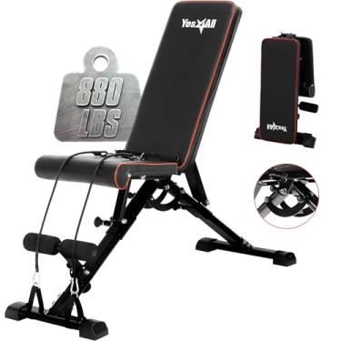 Imagem de Yes4All Banco de peso ajustável, banco de treino dobrável de 399 kg para academia em casa, banco inclinado com moldura estabilizadora inovadora