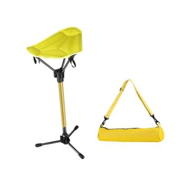 Imagem de menolana Banqueta dobrável para camping, cadeira dobrável acolchoada em liga de alumínio, apoio para os pés multifuncional, portátil para uso externo, gramado, Amarelo