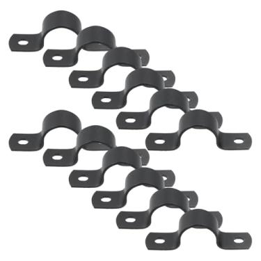 Imagem de Woogim Grampos de tubo de aço carbono de 12 peças com parafusos e âncoras de plástico, alça de tubo de dois furos, para fixação de tubos industriais e domésticos, suporte de prateleira resistente
