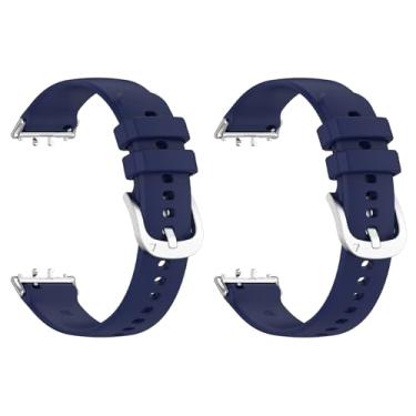 Imagem de Pacote com 2 pulseiras de relógio compatíveis com Samsung Galaxy Fit 3 SM-R390, pulseira esportiva de silicone macio, para mulheres e homens