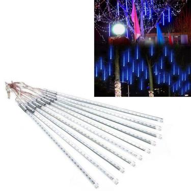Imagem de Cascata Pisca Pisca Chuva de Neve Natal 8 Tubos Azul 320 Leds Natalino