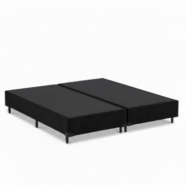 Imagem de Cama Box King Bipartido 96, Pés de Madeira (Suede, Preto)