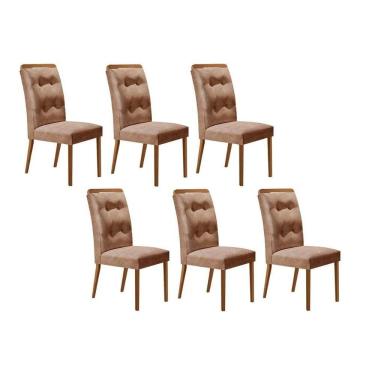 Imagem de Kit 4 Cadeiras De Cozinha Imperatriz 6 Un Capuccino Suede Capuccino Rufato
