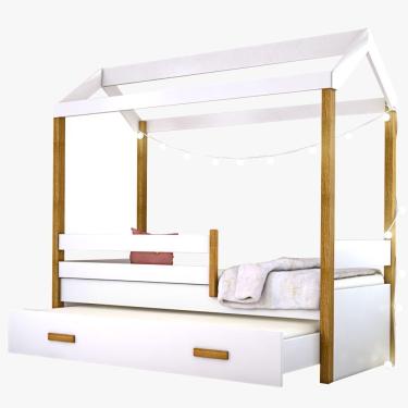 Imagem de Cama Montessori Cabana Com Auxiliar Cordão Led E Colchão