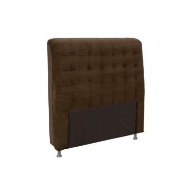 Imagem de Cabeceira Cama Box Estofada Solteiro Solteiro Dama Plus Suede Marrom Chocolate - Simbal