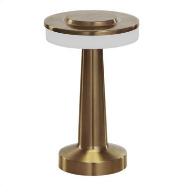 Imagem de Luminária Abajur Mesa Led Pharos Dimerizável S/ Fio Recarregável Ouro Taschibra