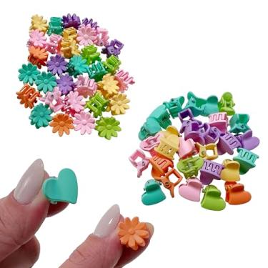 Imagem de Kit 48 mini prendedores presilhas piranhas para Cabelo Penteado Coloridas Meninas Infantil (Coração E Flor)
